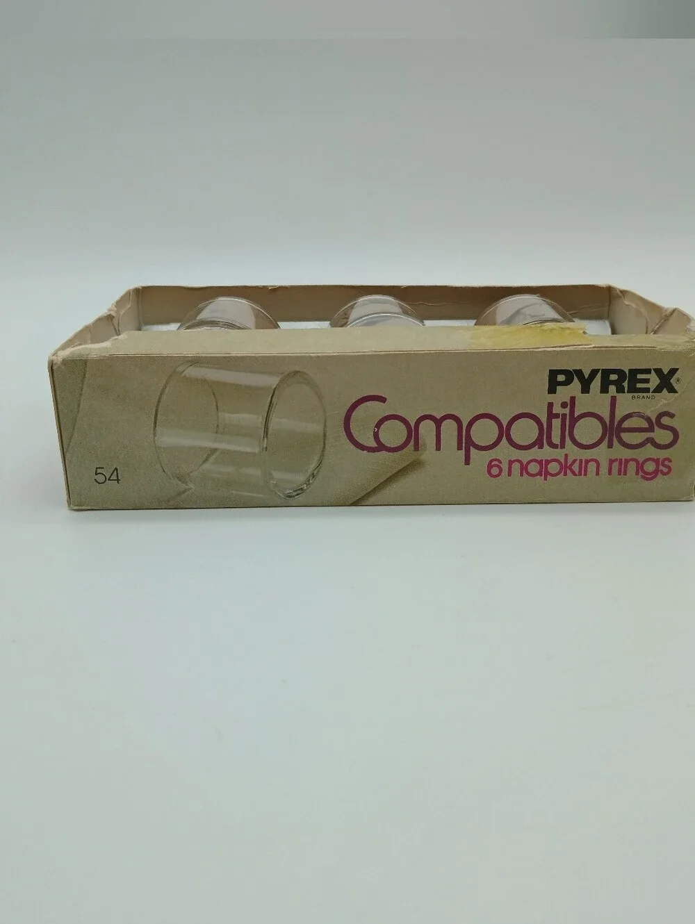 Pyrex Compatibles 6 Clear Glass Napkin Rings